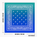 Size of the aqua blue bandana.