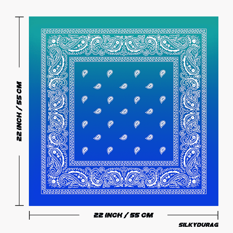 Size of the aqua blue bandana.