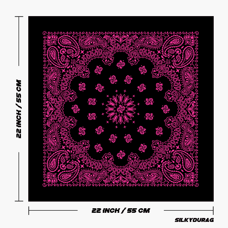 Size of the black and pink bandana.