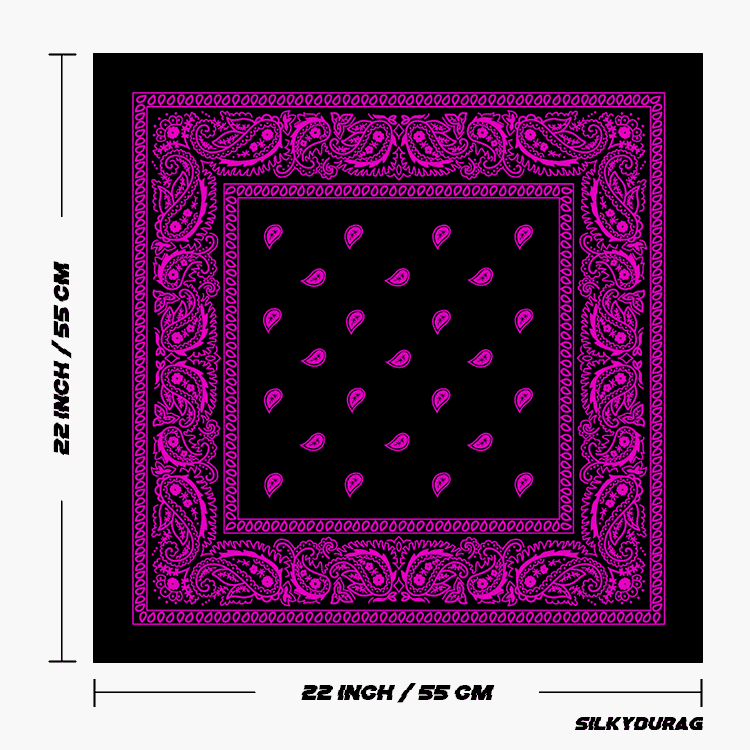 Size of the black and purple bandana.