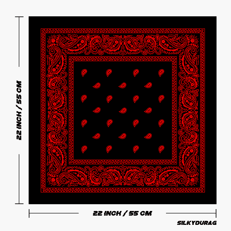 Size of the black red bandana.