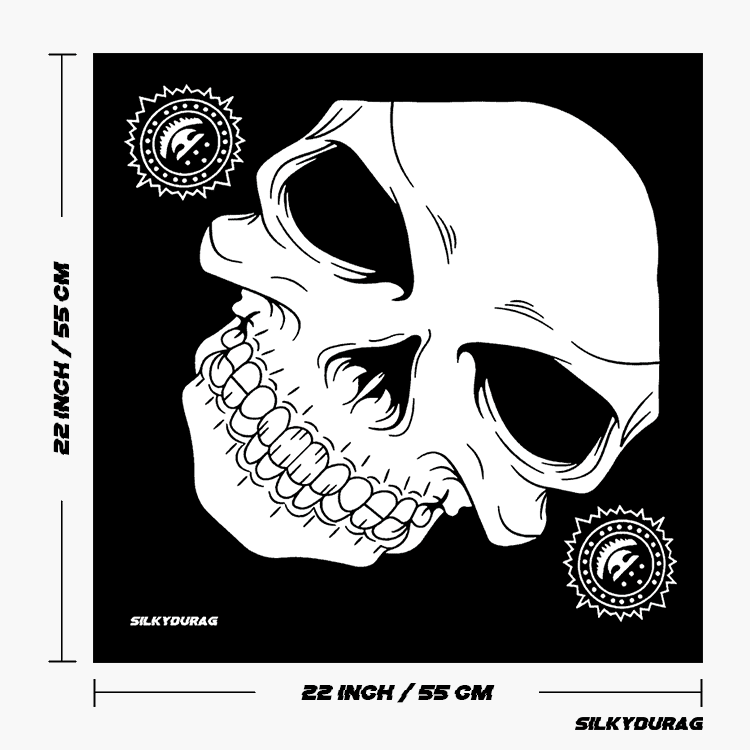 Size of the black skull bandana.