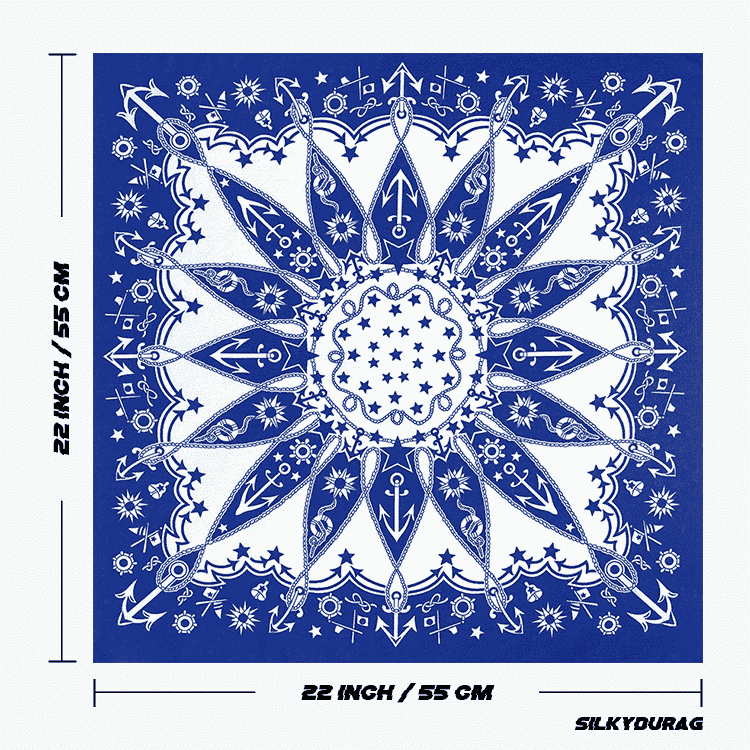 Size of the blue western bandana.