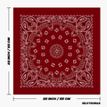 Size of the dark red bandana.