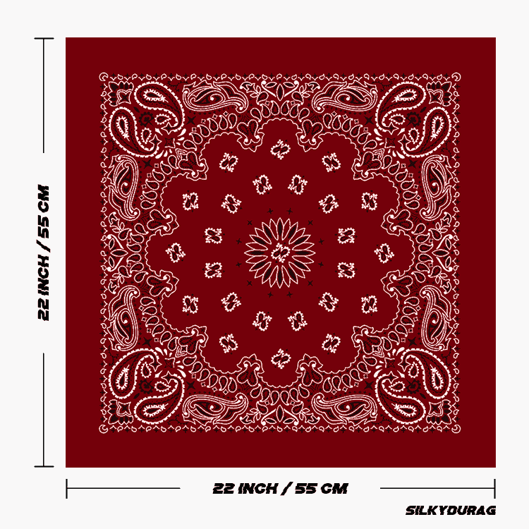 Size of the dark red bandana.