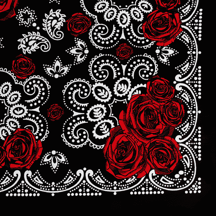 Detailed view of the guns and roses bandana.