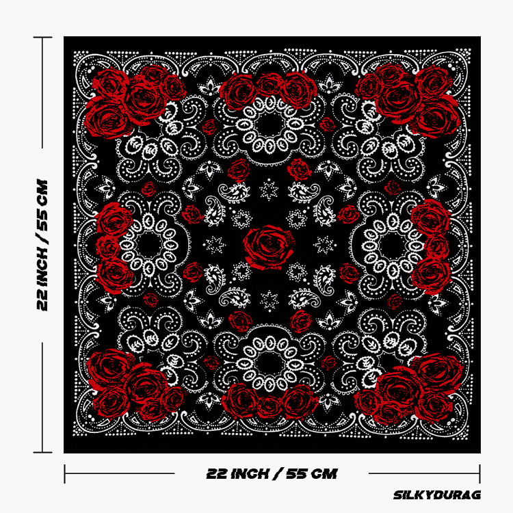 Size of the guns and roses bandana.