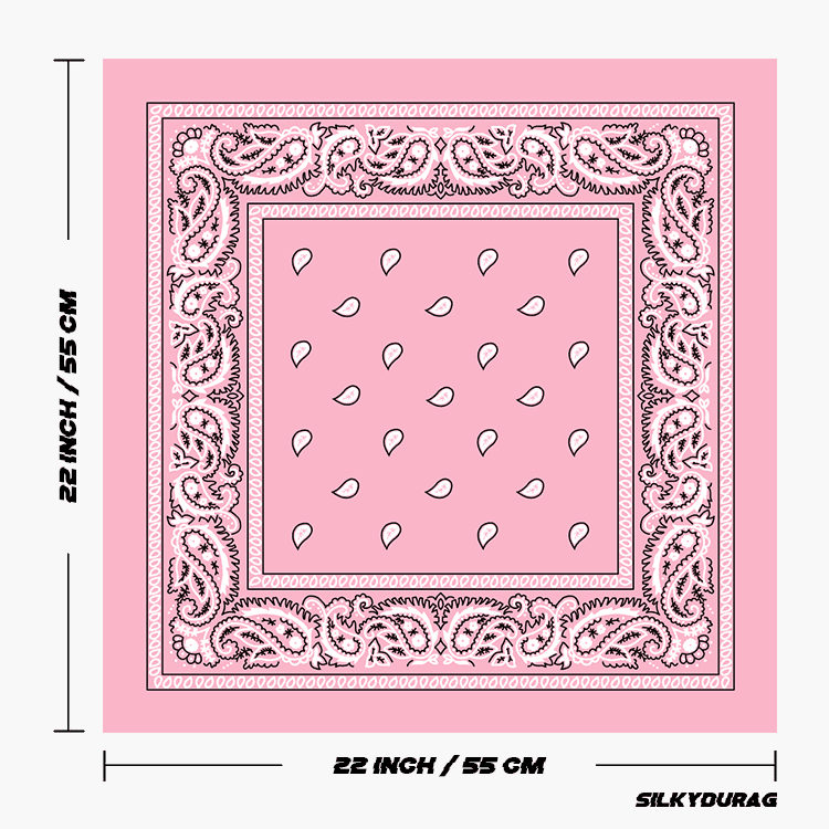 Size of the light pink bandana.