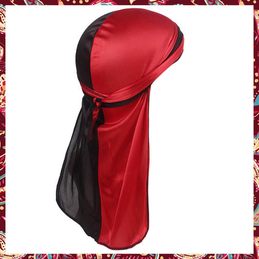 Silk Durag combining bold red and black colors.