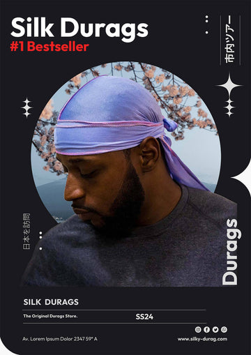 man wearing a purple silk durag.