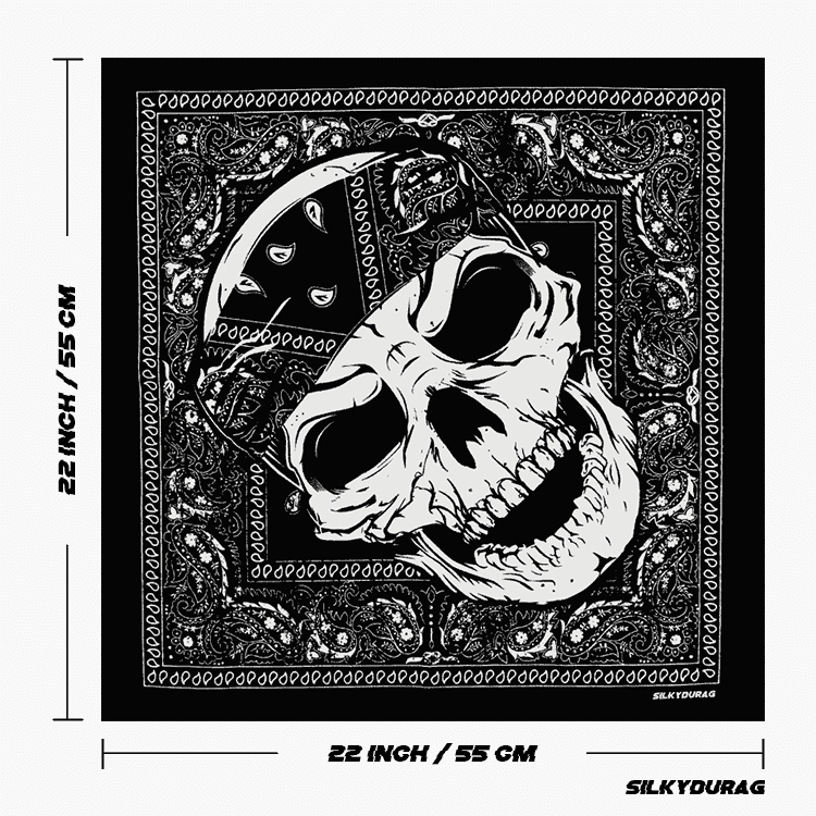 Size of the skull in bandana.