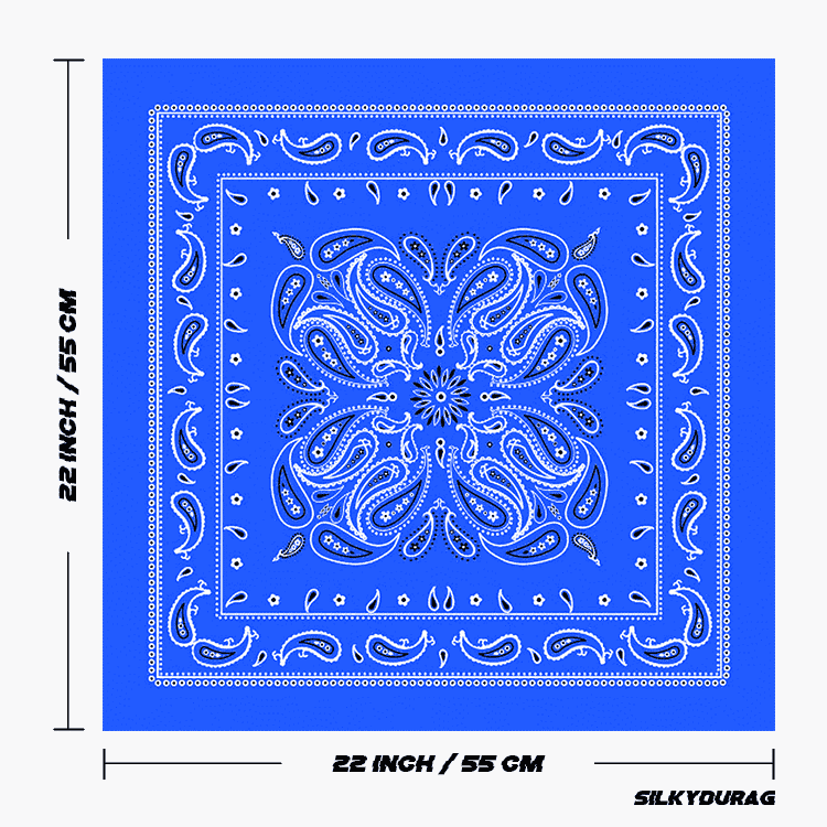 Size of the tupac blue bandana.