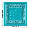 Size of the turquoise bandana.