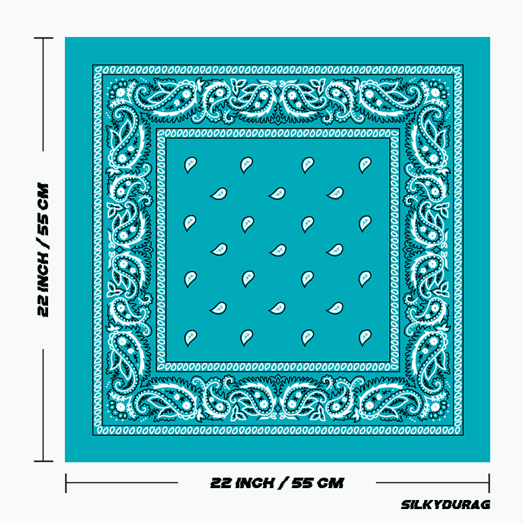 Size of the turquoise bandana.