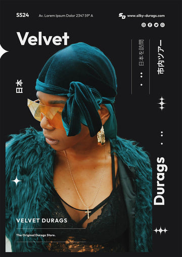 well-dressed woman wearing a green velvet durag.