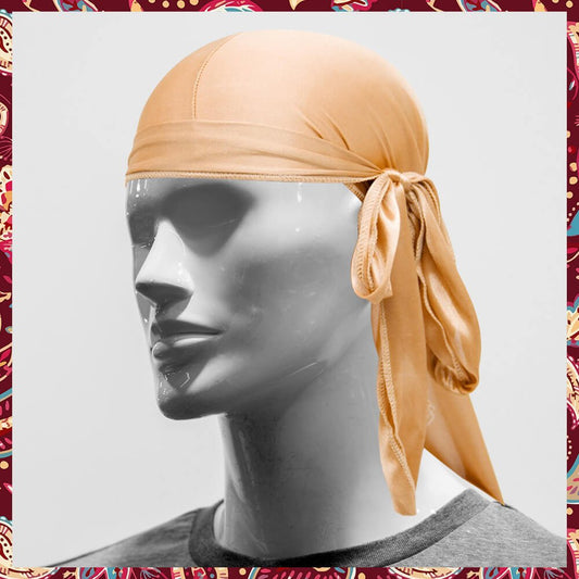 Neutral beige satin durag.