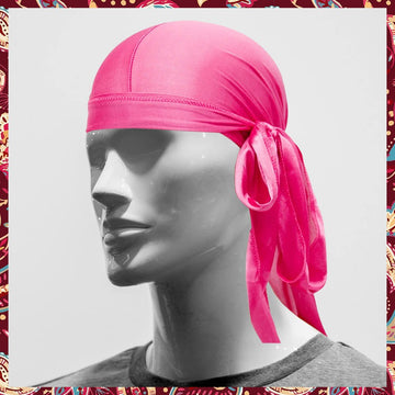 Bold hot pink satin durag.
