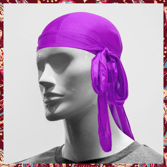 Bright magenta satin durag.