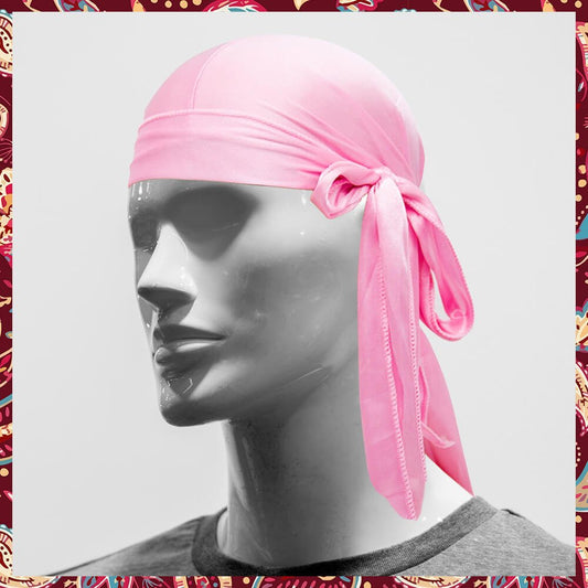 Soft pink satin durag.