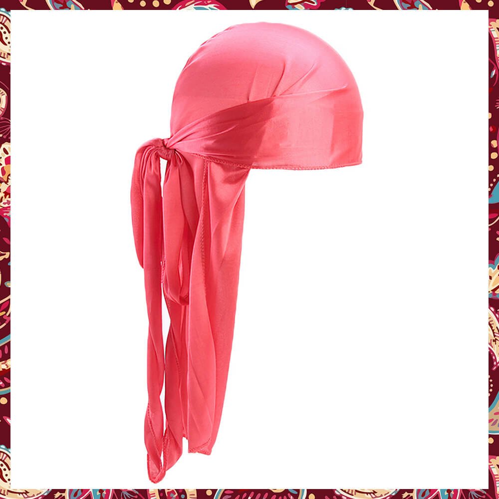 Silk Durag in a bright watermelon color.