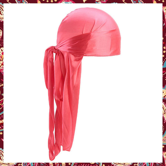 Silk Durag in a bright watermelon color.