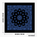 Size of the black and blue bandana.