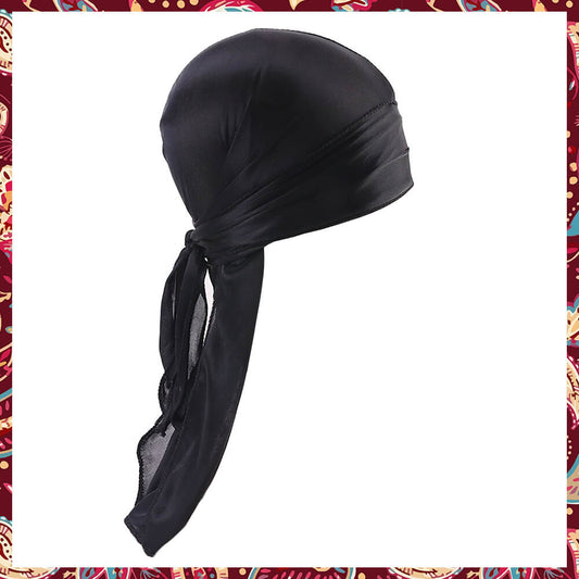 Close-up of the Black Baby Durag, perfect for delicate hair care and budding style.