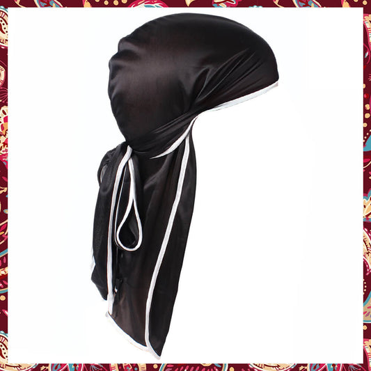 Sophisticated Black Durag featuring a striking white lining.