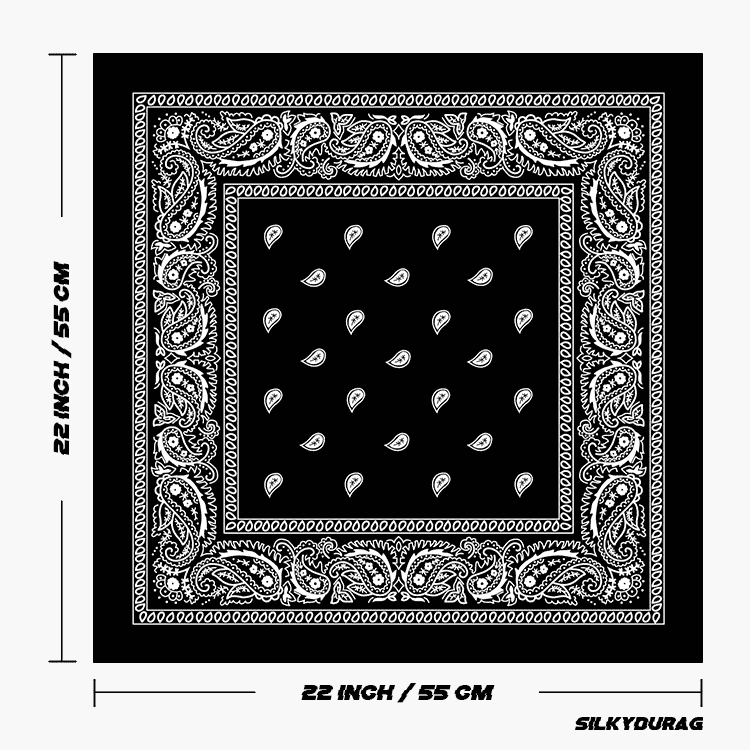 Size of the black paisley bandana.