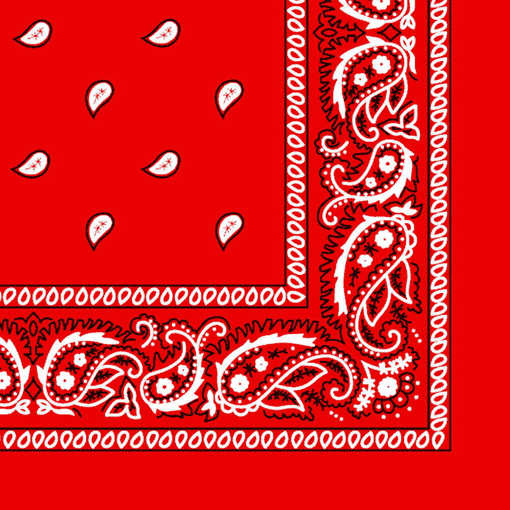 More detailed view of the blood bandana.