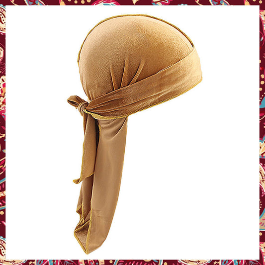 Classic Brown Velvet Durag demonstrating its earthy tone and comfortable wear.