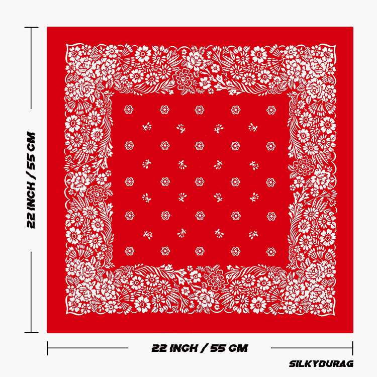 Size of the cotton floral bandana.