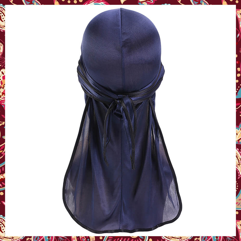 Deep burgundy silk durag with a luxurious feel.