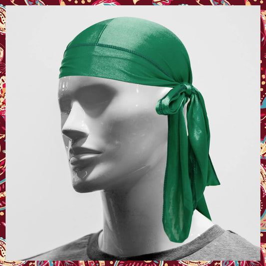 Deep dark green satin durag.