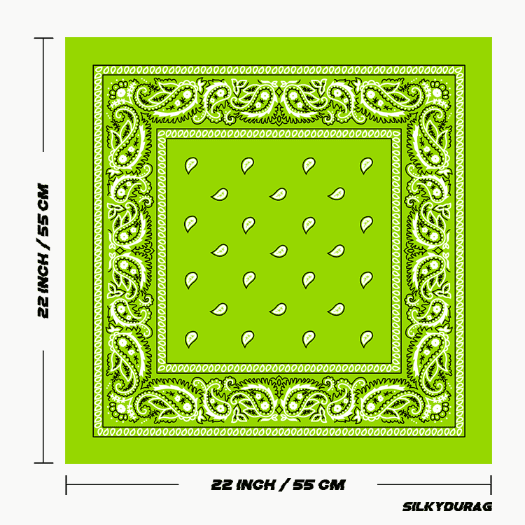 Size of the lime green bandana.