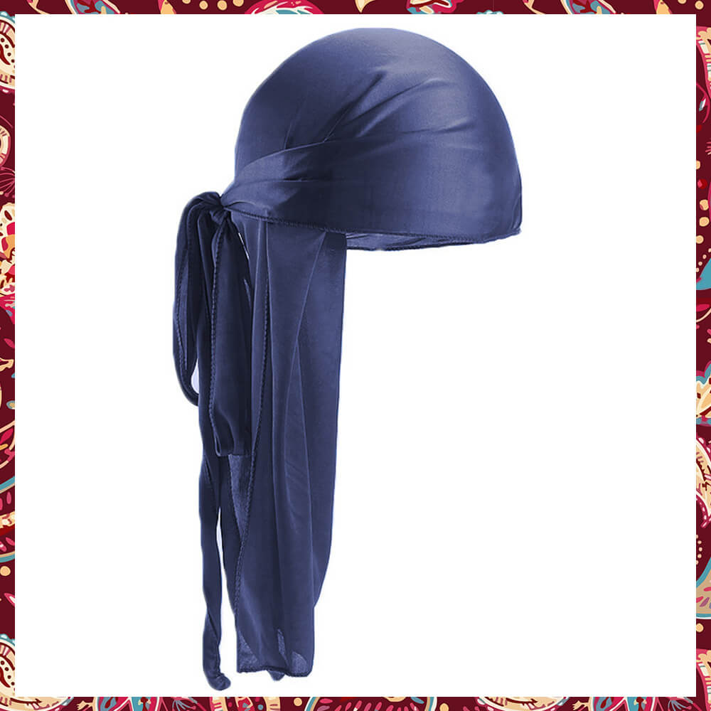 Navy Blue Silk Durag providing a rich, deep color.