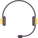 Graphic design of a headset with microphone.