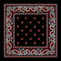 Black bandana with red paisley motifs