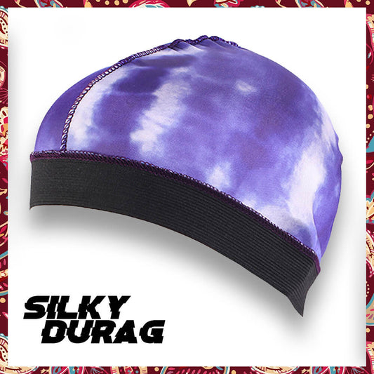 Regal purple silk wave cap for hair protection.