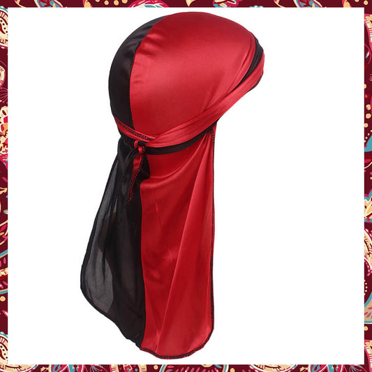 Silk Durag combining bold red and black colors.