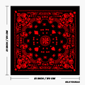 Size of the red heart bandana.