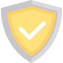A shield with a check to indicate secure payment.