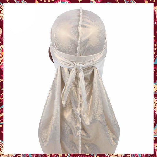 Silk durag in subtle beige with a sprinkle of sparkle.