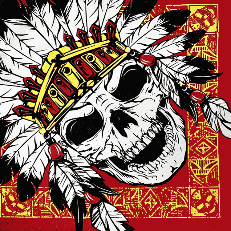 Skulls & Crossbones Pirate Bandana – Red/White/Gold/Black – 100% Cotton