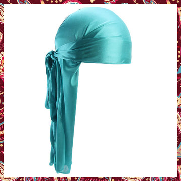 Silk Durag in a stunning turquoise blue shade.