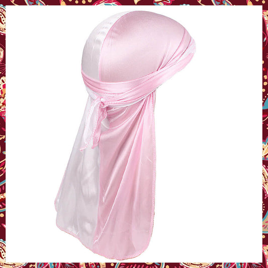 White and Pink Silk Durag for a soft, feminine aesthetic.