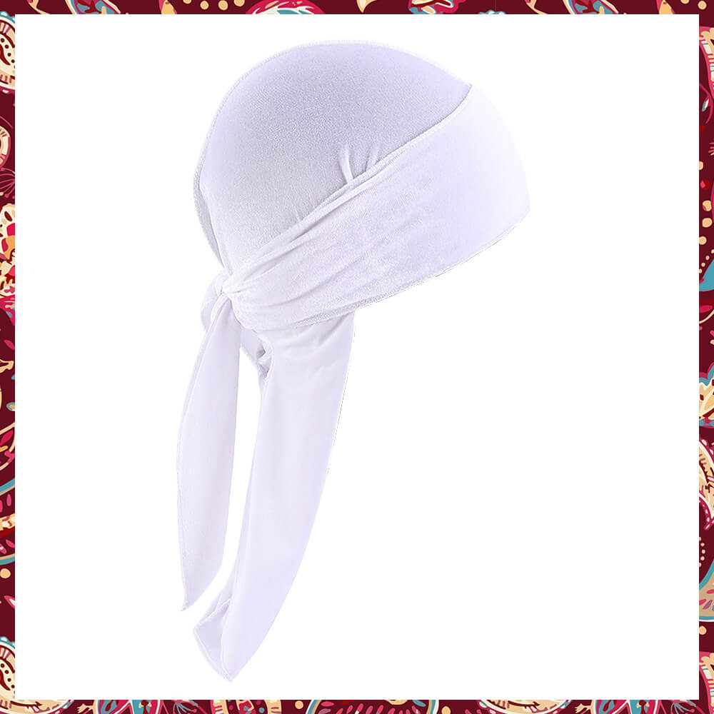 Elegant White Velvet Durag displaying its plush texture and richness.