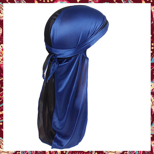 Black and Blue Durag made of silk with a strong knot at the back.