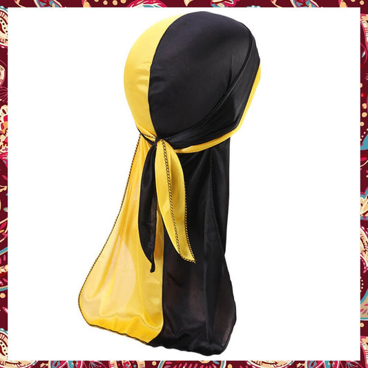 Black and Yellow Durag designed with premium silk material.