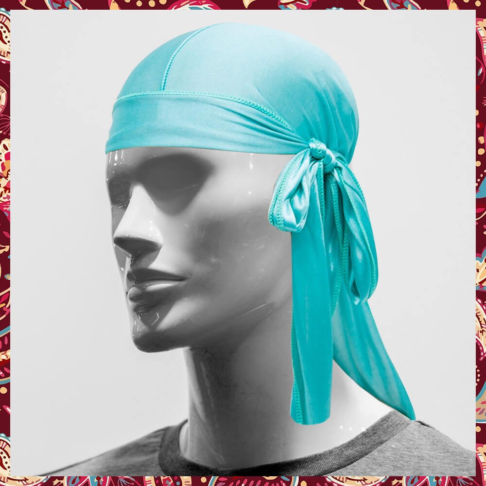 Cool light blue satin durag.